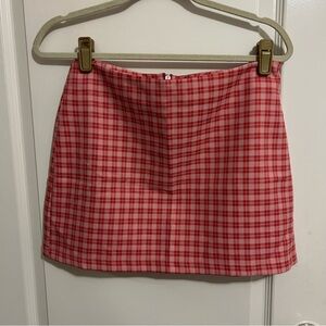 Red Pink Plaid Women's Skirt